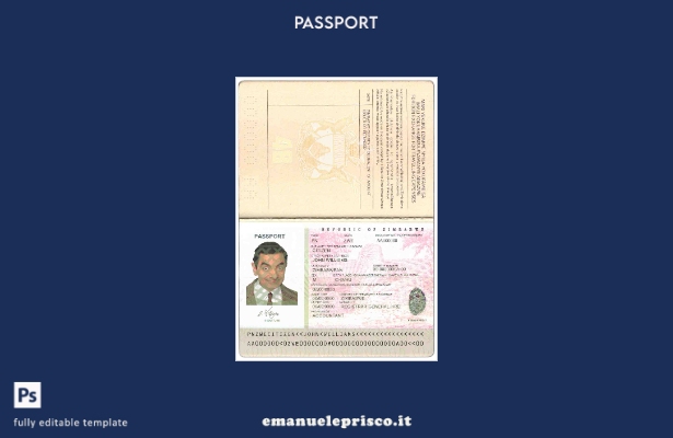 modello di passaporto dello Zimbabwe in stile verificato